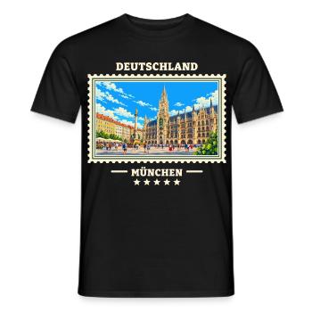Deutschland München Vintage Reisemarke - Männer T-Shirt - Schwarz - Vorne - AI Model Male 178 light (178cm)