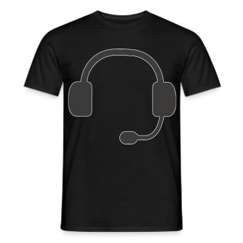 Kopfhörer Silhouette Headset Gaming - Männer T-Shirt - Schwarz - Vorne - AI Model Male 178 light (178cm)
