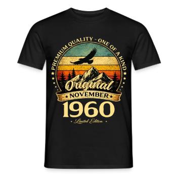 66. Geburtstag Geschenk November Jahrgang 1960 - Männer T-Shirt - Schwarz - Vorne - AI Model Male 178 light (178cm)