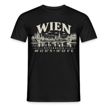 Wien Österreich Skyline Stephansdom Architektur - Männer T-Shirt - Schwarz - Vorne - AI Model Male 178 light (178cm)