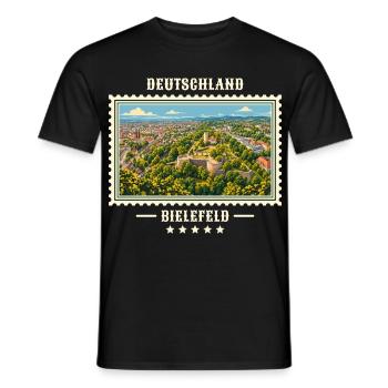 Deutschland Bielefeld Vintage Reisemarke - Männer T-Shirt - Schwarz - Vorne - AI Model Male 178 light (178cm)