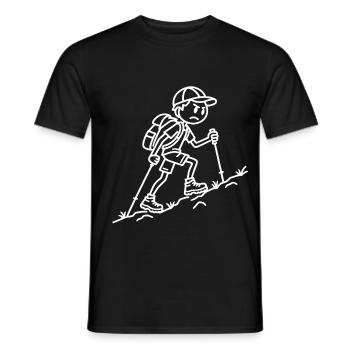 Bergwandern – Steiler Aufstieg White Line Art - Männer T-Shirt - Schwarz - Vorne - AI Model Male 178 light (178cm)
