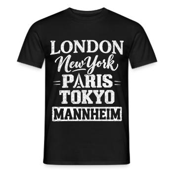 London New York Paris Tokyo Mannheim - Männer T-Shirt - Schwarz - Vorne - AI Model Male 178 light (178cm)