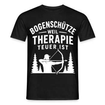 Bogenschütze Spruch: Therapie Teuer - Männer T-Shirt - Schwarz - Vorne - AI Model Male 178 light (178cm)