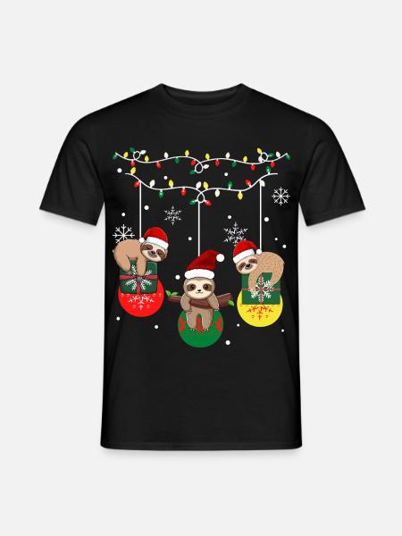 Faultier-Weihnachten - Männer T-Shirt - Schwarz