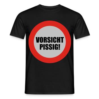 Vorsicht pissig | bösartig | übel | schelcht - Men's T-Shirt - black - Front - AI Model Male 178 light (178cm)
