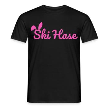 Ski Hase Skihase Party Schnee Winter Piste pink - Männer T-Shirt - Schwarz - Vorne - AI Model Male 178 light (178cm)