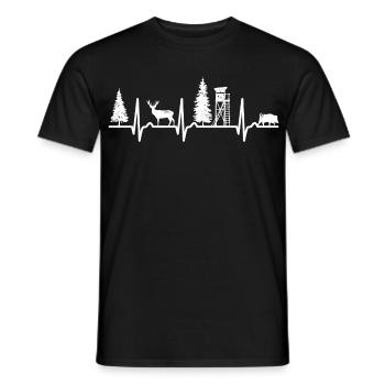 ECG curve - heart curve - high - hunter - hunting - Men's T-Shirt - black - Front - AI Model Male 178 light (178cm)