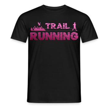 Trail Running Eagle Mountains Forest Shoes Profile pink - Men's T-Shirt - black - Front - AI Model Male 178 light (178cm)