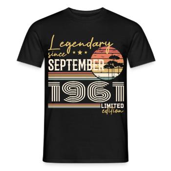 September 1961 Born in September 1961 September 1961 - Men's T-Shirt - black - Front - AI Model Male 178 light (178cm)