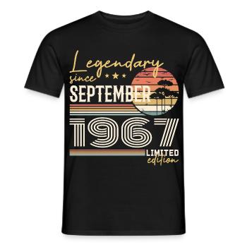 Septembre 1967 Né en Septembre 1967 September 1967 - T-shirt homme - noir - Devant - AI Model Male 178 light (178cm)