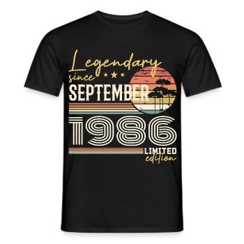 September 1986 Geboren im September 1986 September 1986 - Männer T-Shirt - Schwarz - Vorne - AI Model Male 178 light (178cm)