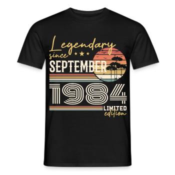 September 1984 Born September 1984 September 1984 - Men's T-Shirt - black - Front - AI Model Male 178 light (178cm)