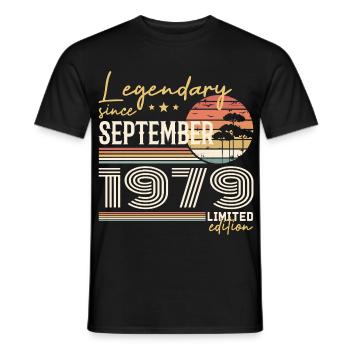 September 1979 Born in September 1979 September 1979 - Men's T-Shirt - black - Front - AI Model Male 178 light (178cm)