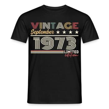 Vintage Septembre 1973 Septembre 1973 September - Men's T-Shirt - black - Front - AI Model Male 178 light (178cm)