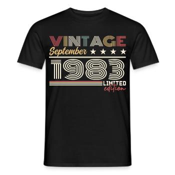 Jahrgang September 1983 September 1983 September - Männer T-Shirt - Schwarz - Vorne - AI Model Male 178 light (178cm)