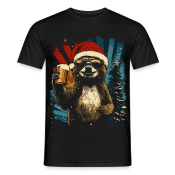 Beer Christmas Sloth Christmas Party - Men's T-Shirt - black - Front - AI Model Male 178 light (178cm)