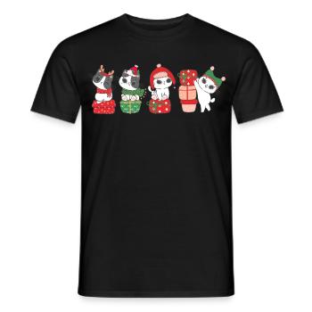 cat in christmas - Men's T-Shirt - black - Front - AI Model Male 178 light (178cm)