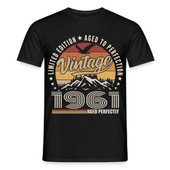 1961 Gift 64th Anniversary 1961 Vintage 1961 - Men's T-Shirt - black - Front - AI Model Male 178 light (178cm)