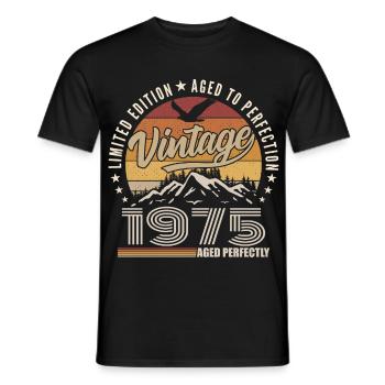 1975 Cadeau 50e Anniversaire 1975 Vintage 1975 - T-shirt homme - noir - Devant - AI Model Male 178 light (178cm)