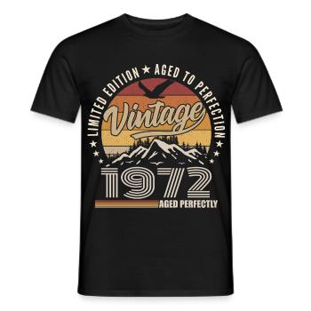 1972 53rd Anniversary Gift 1972 Vintage 1972 - Men's T-Shirt - black - Front - AI Model Male 178 light (178cm)