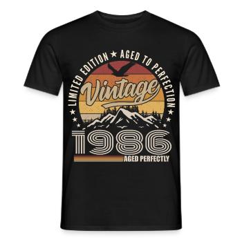 1986 Gift 39th Anniversary 1986 Vintage 1986 - Men's T-Shirt - black - Front - AI Model Male 178 light (178cm)