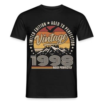 1998 27th Anniversary Gift 1998 Vintage 1998 - Men's T-Shirt - black - Front - AI Model Male 178 light (178cm)