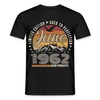 June 1962 Gift 63rd Anniversary June 1962 Retro - Men's T-Shirt - black - Front - AI Model Male 178 light (178cm)