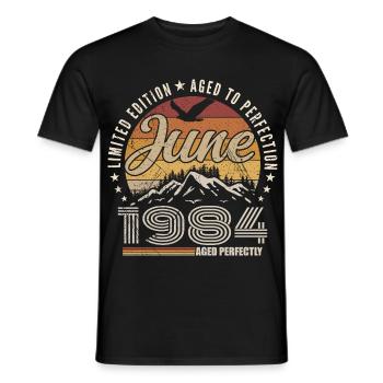 June 1984 41st Anniversary Gift June 1984 Retro - Men's T-Shirt - black - Front - AI Model Male 178 light (178cm)