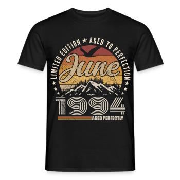 June 1994 31st Anniversary Gift June 1994 Retro - Men's T-Shirt - black - Front - AI Model Male 178 light (178cm)