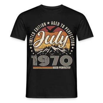 juillet 1970 Cadeau 55e Anniversaire juillet 1970 - T-shirt homme - noir - Devant - AI Model Male 178 light (178cm)