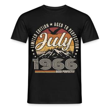 July 1966 59th Anniversary Gift July 1966 - Men's T-Shirt - black - Front - AI Model Male 178 light (178cm)