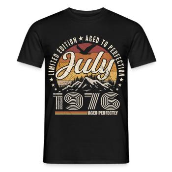 July 1976 49th Anniversary Gift July 1976 - Men's T-Shirt - black - Front - AI Model Male 178 light (178cm)