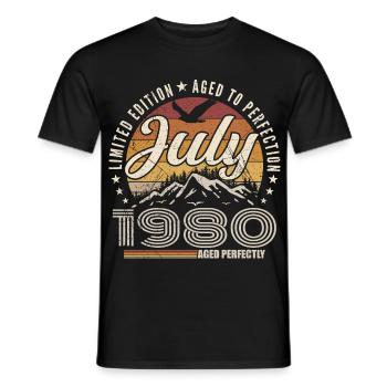 July 1980 45th Anniversary Gift July 1980 - Men's T-Shirt - black - Front - AI Model Male 178 light (178cm)
