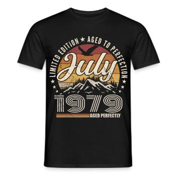 juillet 1979 Cadeau 46e Anniversaire juillet 1979 - T-shirt homme - noir - Devant - AI Model Male 178 light (178cm)