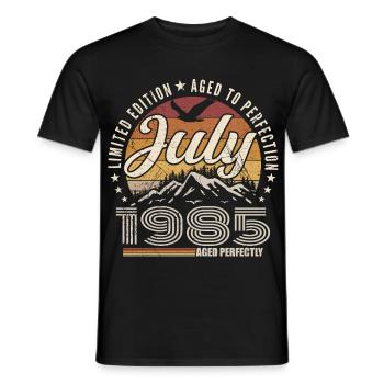 July 1985 40th Anniversary Gift July 1985 - Men's T-Shirt - black - Front - AI Model Male 178 light (178cm)