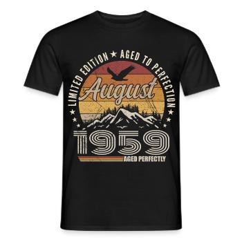 August 1959 Retro Anniversary August 1959 August 1959 - Men's T-Shirt - black - Front - AI Model Male 178 light (178cm)