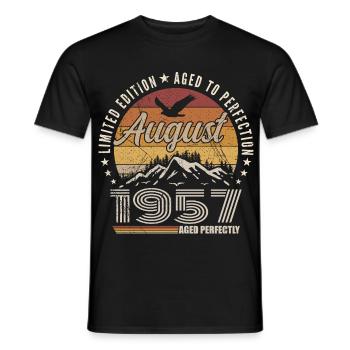 August 1957 Retro Anniversary August 1957 August 1957 - Men's T-Shirt - black - Front - AI Model Male 178 light (178cm)