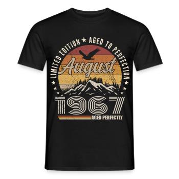 August 1967 Retro Anniversary August 1967 August 1967 - Men's T-Shirt - black - Front - AI Model Male 178 light (178cm)