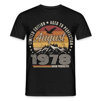 August 1978 Retro Anniversary August 1978 August 1978 - Men's T-Shirt - black - Front - AI Model Male 178 light (178cm)