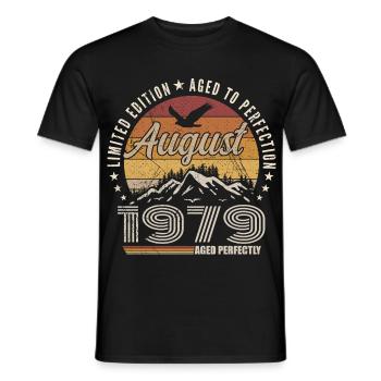 August 1979 Retro Anniversary August 1979 August 1979 - Men's T-Shirt - black - Front - AI Model Male 178 light (178cm)