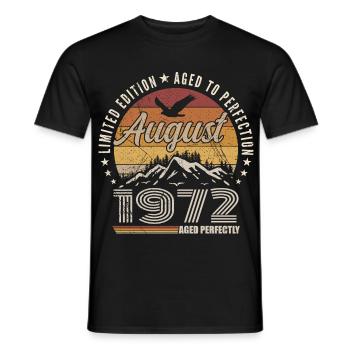 August 1972 Retro Anniversary August 1972 August 1972 - Men's T-Shirt - black - Front - AI Model Male 178 light (178cm)