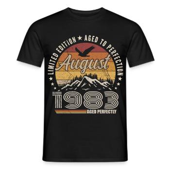 Août 1983 Retro Anniversaire août 1983 August 1983 - T-shirt homme - noir - Devant - AI Model Male 178 light (178cm)