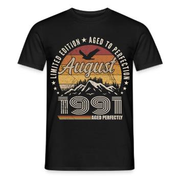 August 1991 Retro-Jubiläum August 1991 August 1991 - Männer T-Shirt - Schwarz - Vorne - AI Model Male 178 light (178cm)