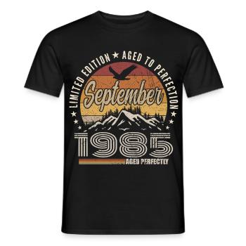 Born in September 1985 - Birthday September 1985 - Men's T-Shirt - black - Front - AI Model Male 178 light (178cm)
