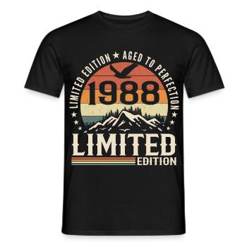 Cadeau Anniversaire 1988 - Vintage 1988 Rétro 1988 - T-shirt homme - noir - Devant - AI Model Male 178 light (178cm)
