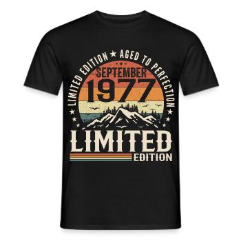 Cadeau Anniversaire Septembre 1977, September 1977 - T-shirt homme - noir - Devant - AI Model Male 178 light (178cm)