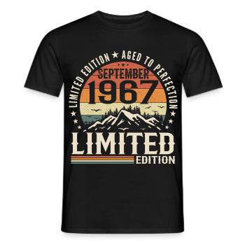 September 1967, September 1967 Birthday Gift - Men's T-Shirt - black - Front - AI Model Male 178 light (178cm)