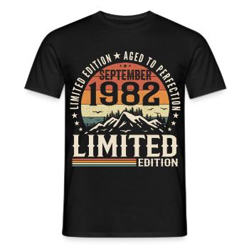 September 1982, September 1982 Birthday Gift - Men's T-Shirt - black - Front - AI Model Male 178 light (178cm)