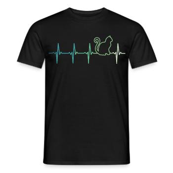 Katze Herzschlag Katzen - Männer T-Shirt - Schwarz - Vorne - AI Model Male 178 light (178cm)